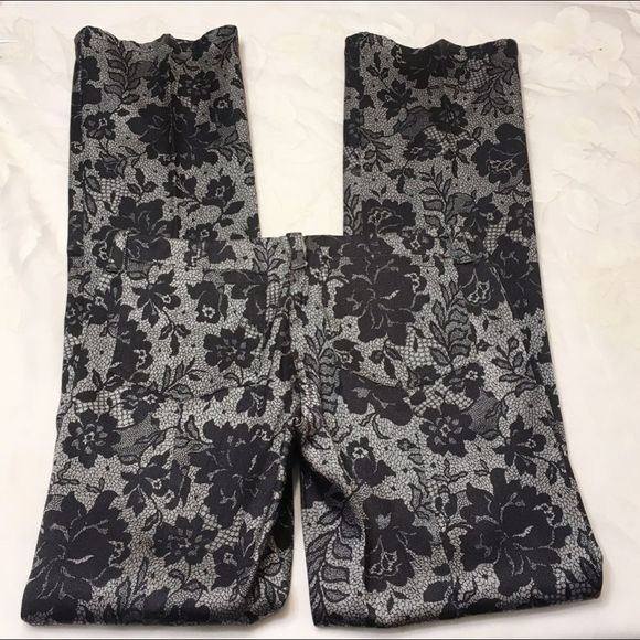 Y2K View Brand Black & Silver Jean Style Floral Pants - Picture 7 of 7